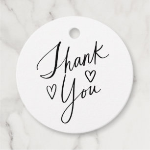 Étiquettes Cadeau Merci à la main avec Mariage de coeur