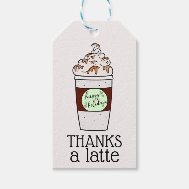 Étiquettes-cadeau Merci à Latte (Devant)