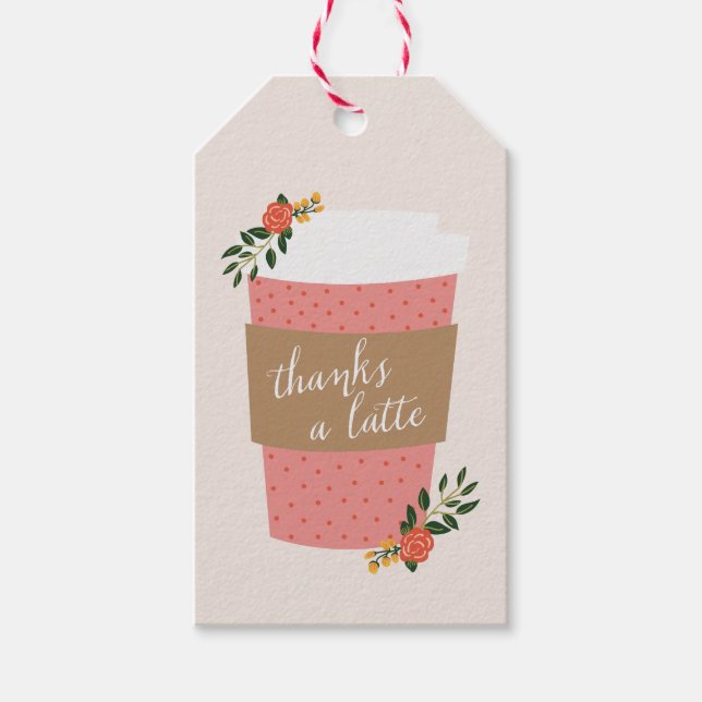 Étiquettes-cadeau Merci à Latte (Devant)
