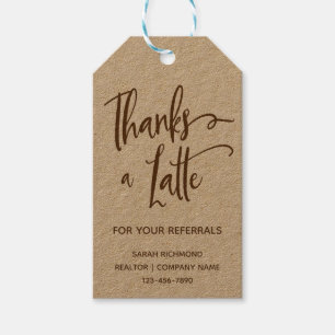 Étiquettes-cadeau Merci à Latte   Commercialisation de l'immobilier 