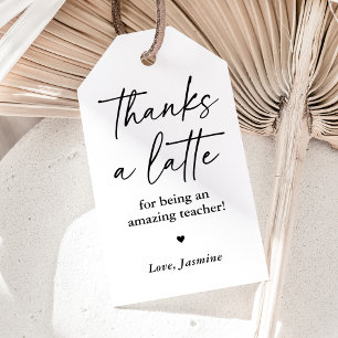 Étiquettes-cadeau Merci à un professeur de café en latte appréciée