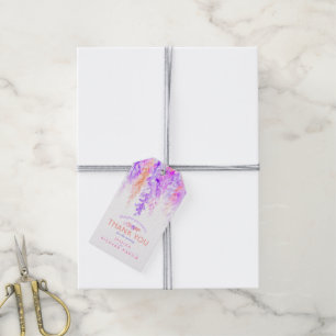 Étiquettes-cadeau Merci abstrait fleuri événement mariage violet ora