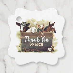 Étiquettes Cadeau Merci Animaux de ferme fête d'anniversaire