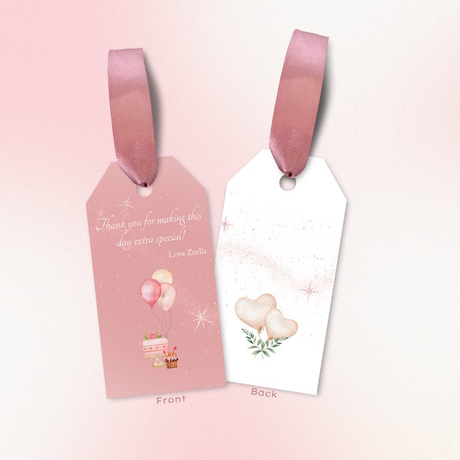 Étiquettes-cadeau Merci Anniversaire (Birthday Party Favor Gift Tag Front and Back)