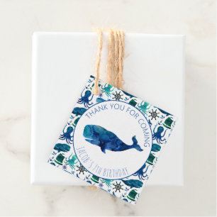 Étiquettes Cadeau Merci Anniversaire Baleine marine Baleine nautique