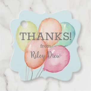 Étiquettes Cadeau Merci Aquarelle Bleu