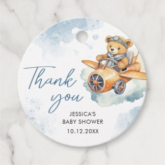 Étiquettes Cadeau Merci Aquarelle Teddy Bear Baby shower
