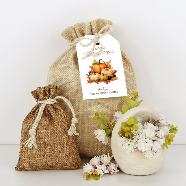 Étiquettes-cadeau Merci au Citrouille Thanksgiving (Thankful Pumpkin Thanksgiving Gift Tags)