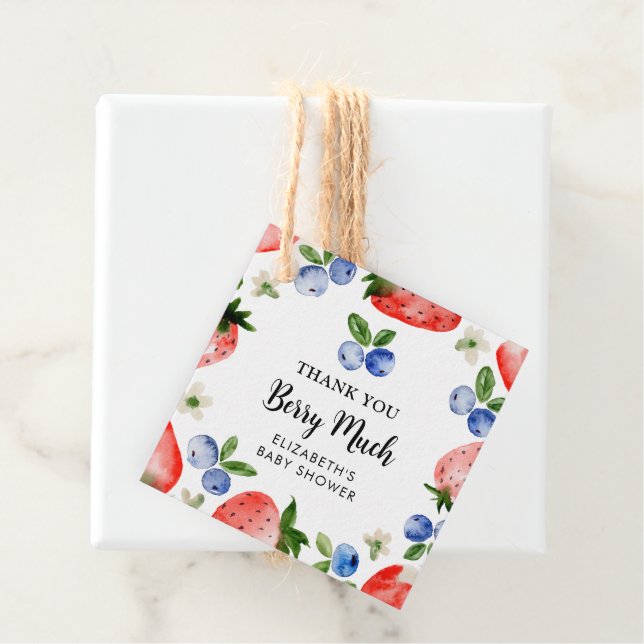 Étiquettes Cadeau Merci aux bleuets et aux fraises (En situation)