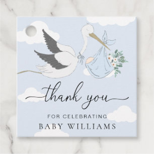 Étiquettes Cadeau Merci Baby shower de la cigogne bleue
