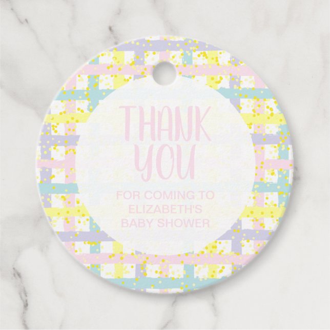 Étiquettes Cadeau Merci Baby shower fille (Devant)