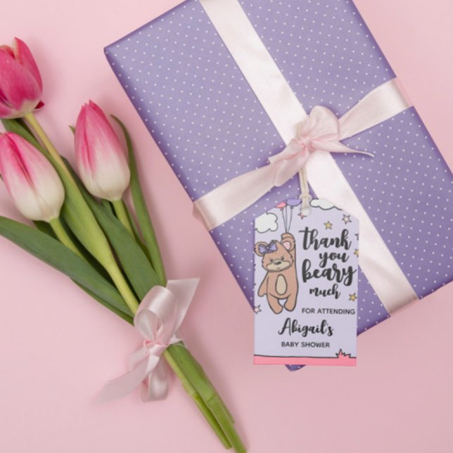 Étiquettes-cadeau Merci Baby shower fille rose beaucoup (Créateur téléchargé)