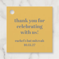 Merci Bat mitzvah personnalisé gris jaune gras gra