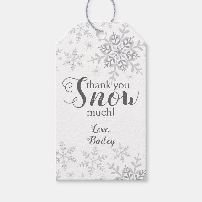 Étiquettes-cadeau Merci BEAUCOUP NEIGE Hiver UNTerre d'Argent (Devant)