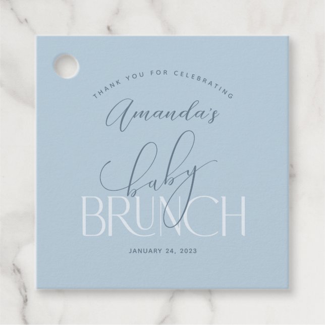 Étiquettes Cadeau Merci Bébé bleu Brunch (Devant)