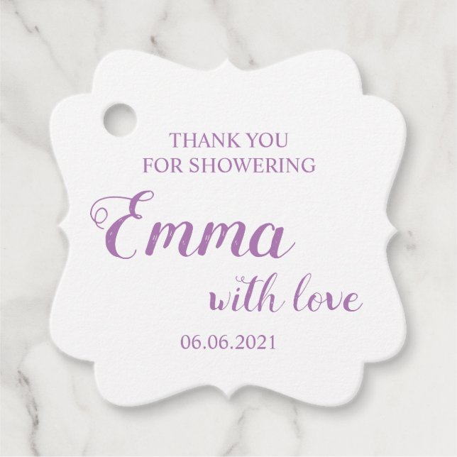 Étiquettes Cadeau Merci Bébé Pour Baby shower De Douche (Devant)