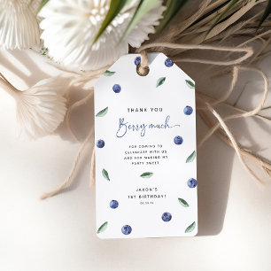 Étiquettes-cadeau Merci 'Berry Much' Blueberry 1er anniversaire