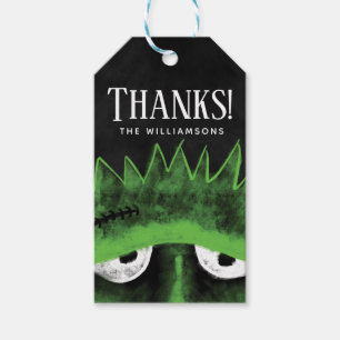 Étiquettes-cadeau Merci   Black & Green Frankenstein Halloween