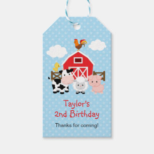 Étiquettes-cadeau Merci (bleu) de fête d'anniversaire d'animaux de