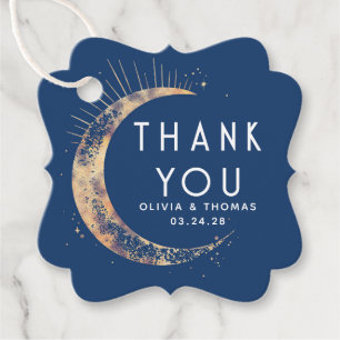 Étiquettes Cadeau Merci bleu mystique de la lune de Halo
