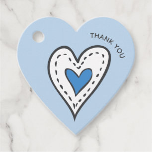 Étiquettes Cadeau Merci Blue Love Heart Baby shower