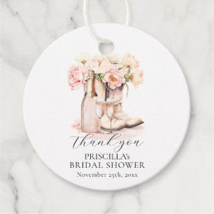 Étiquettes Cadeau Merci Boots Bubbly Western Paeony LUNCHE DE MARIAG