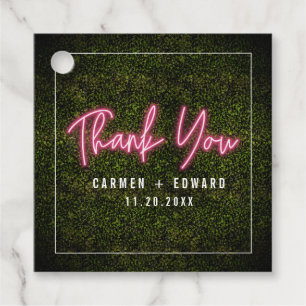 Étiquettes Cadeau Merci Boxwood rose Neon Mariage de coeur