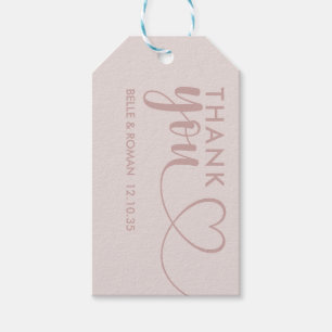 Étiquettes-cadeau Merci cardiaque moderne Calligraphie Rose Gold Cla