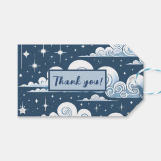 Étiquettes-cadeau Merci céleste bleu lunaire