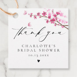 Étiquettes Cadeau Merci Cerisier Fleur Rose Papillon