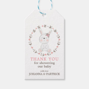 Étiquettes-cadeau Merci C'est Une Fille Lapin Bébé Baby Shower