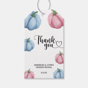 Étiquettes-cadeau Merci Citrouille aquarelle révèle le sexe
