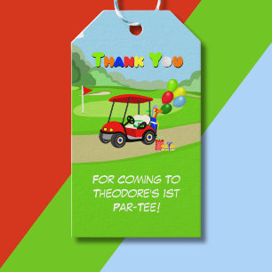Étiquettes-cadeau Merci Cute 1er Anniversaire Chariot de Golf Rouge 