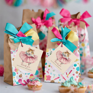 Étiquettes Cadeau Merci d'anniversaire de Ballerina Hamster