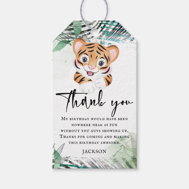 Étiquettes-cadeau Merci d'anniversaire de la Jungle de Lion (Devant)