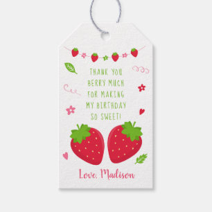 Étiquettes-cadeau Merci d'anniversaire de la mûre fraise