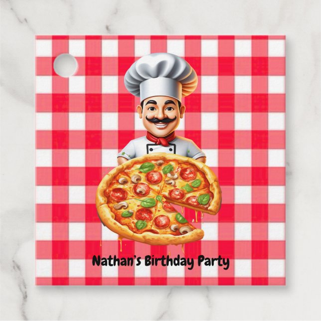 Étiquettes Cadeau Merci d'anniversaire de Pizza pour enfants (Devant)