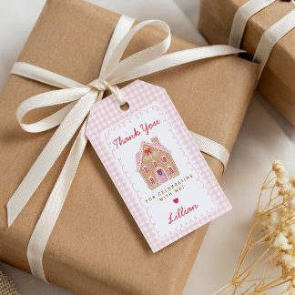 Étiquettes-cadeau Merci d'anniversaire Gingerbread Rose Prépa