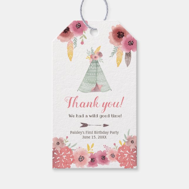Étiquettes-cadeau Merci d'anniversaire Wild Boho Favoriser (Devant)