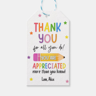 Étiquettes-cadeau Merci d'appréciation des enseignants d'été