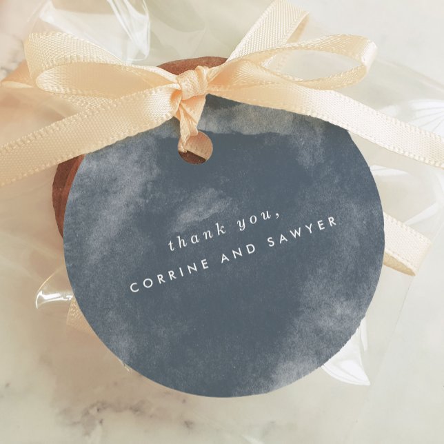 Étiquettes Cadeau Merci d'aquarelle bleu Boho (Blue Boho Watercolor Thank You Favor Tags)