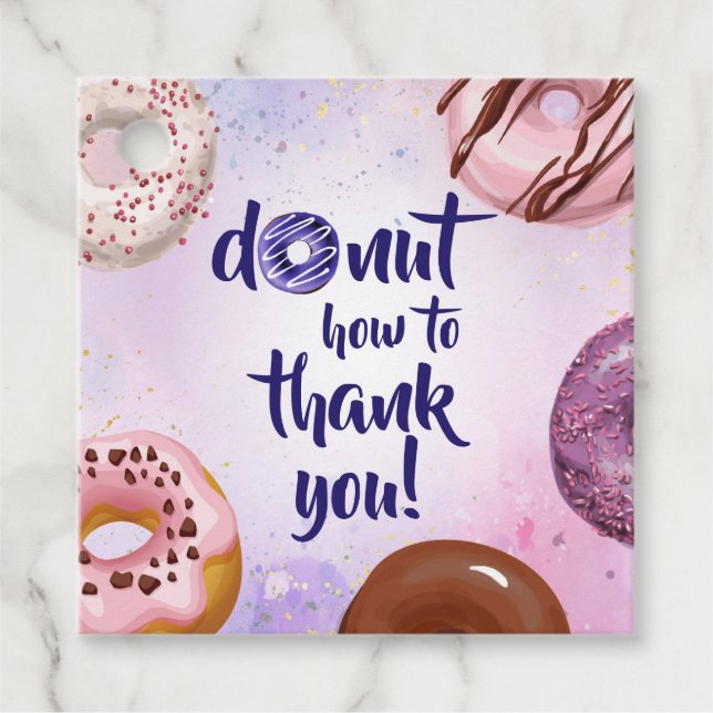 Étiquettes Cadeau Merci d'aquarelle de Donut (Devant)