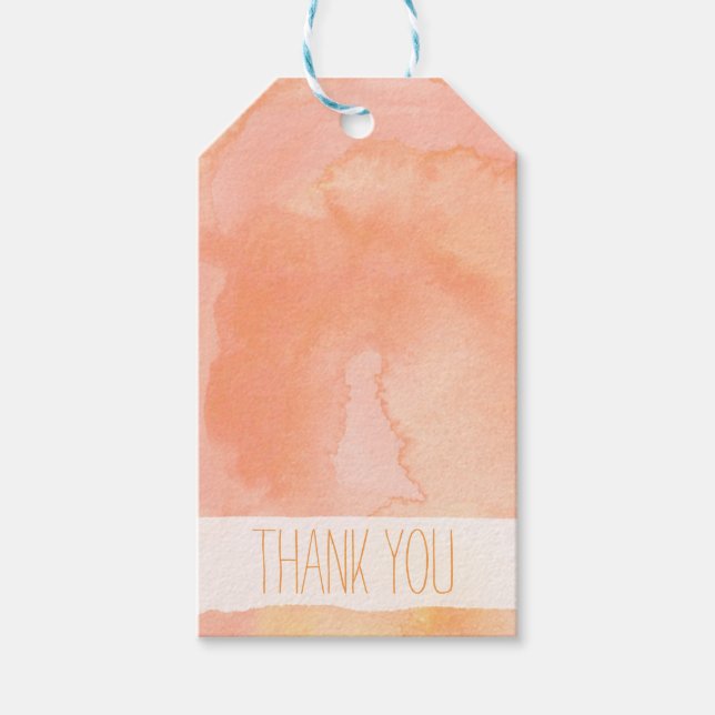 Étiquettes-cadeau Merci d'aquarelle de la pêche orange (Devant)
