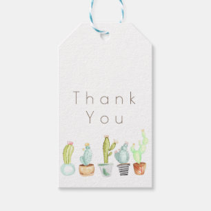 Étiquettes-cadeau Merci d'aquarelle du jardin de cactus