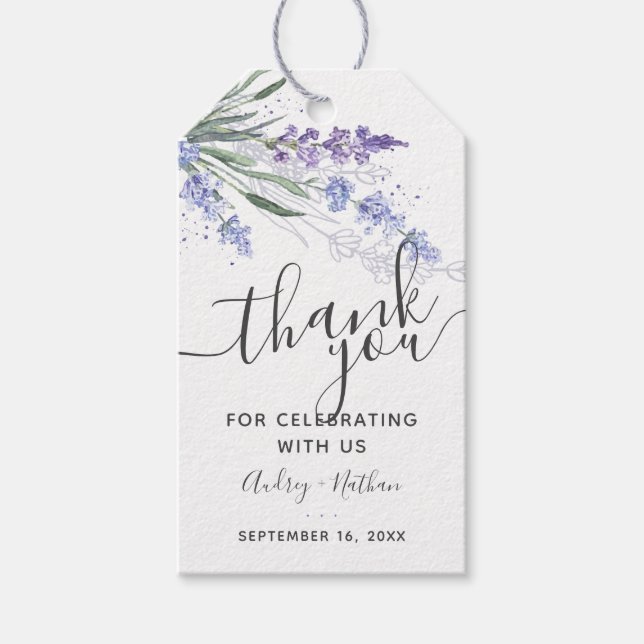Étiquettes-cadeau Merci d'aquarelle Lavender Favoriser (Devant)