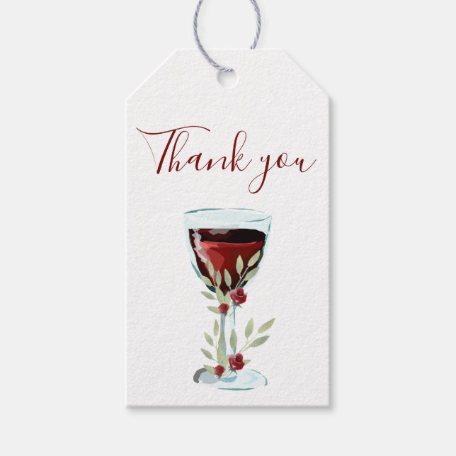 Étiquettes-cadeau Merci d'aquarelle rouge Rose (Devant)