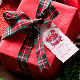 Étiquettes-cadeau Merci de Baby shower à arc floral rouge