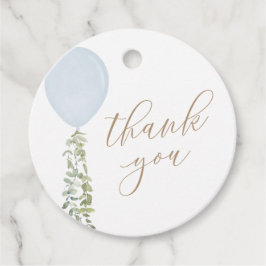 Étiquettes Cadeau Merci de Baby shower à ballon bleu