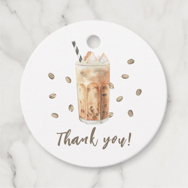Étiquettes Cadeau Merci de Baby shower à café glacé (Devant)