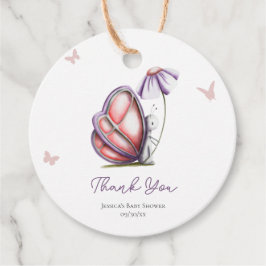Étiquettes Cadeau Merci de Baby shower à papillon aquarelle